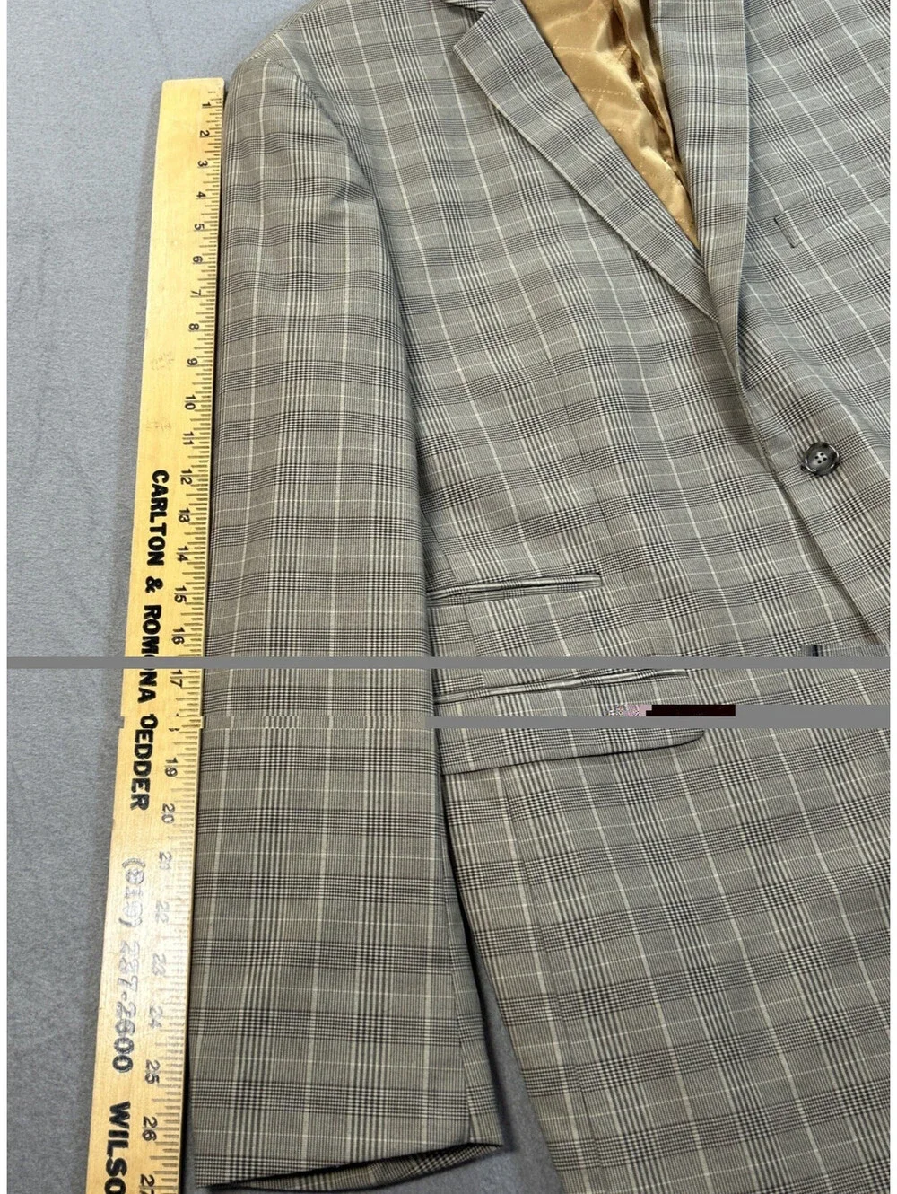 Sean John XL NWT Tan Prince of Wales Plaid Original Fit Elbow Patch Blazer